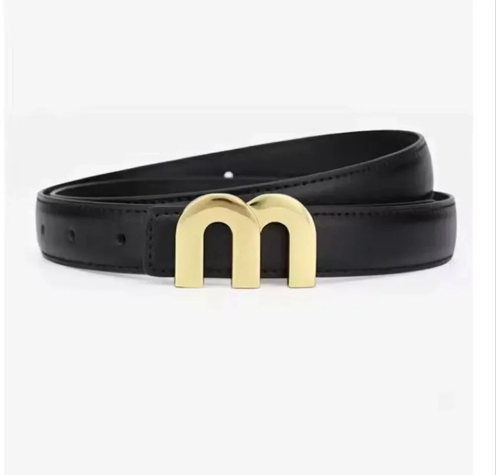 Women’s Vegan Leather Belt Gold Letter M Buckle Black Adjustable Waist Belt NWOT